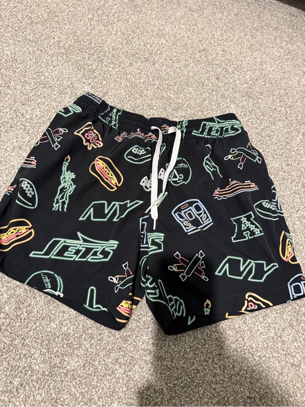 NY Jets Black Neon Logo Men's size small Swim Shorts